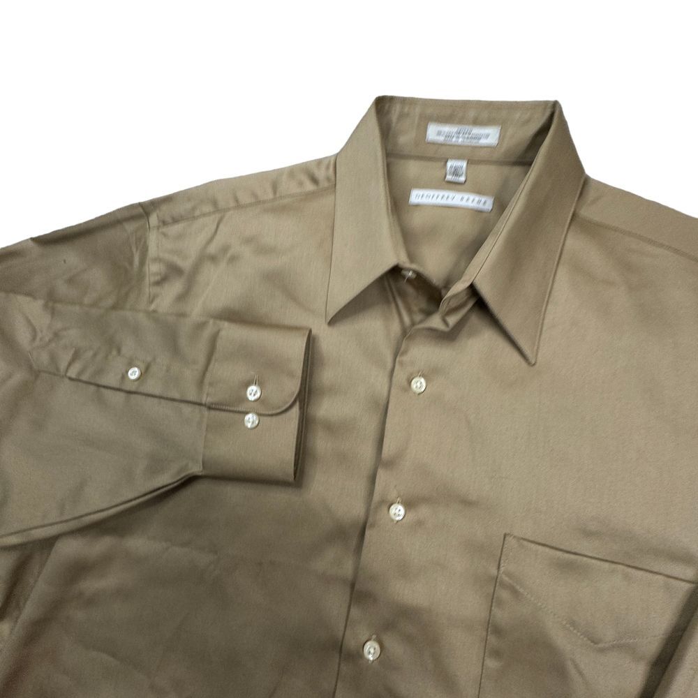 Geoffrey Beene Shirt Men's Size 17‎ Tan Button Front Long Sleeve